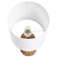 Lampada da tavolo Base in giacinto d'acqua naturale Tessuto con paralume bianco Stile costiero Boho Japandi