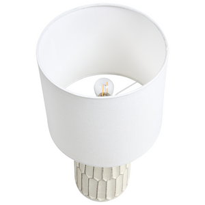 Lampada da tavolo con base in ceramica bianca e paralume in lino Lampada da comodino per il salotto del corridoio