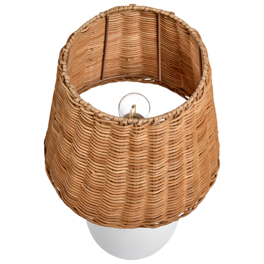 Lampada da tavolo con base in ceramica bianca e paralume in rattan Lampada da comodino per il salotto del corridoio