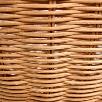 Lampada a sospensione in rattan naturale con bordo a smerlo e montaggio ad incasso in stile vintage