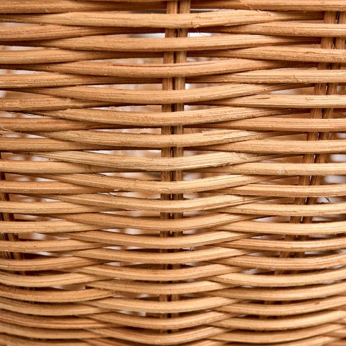 Lampada a sospensione in rattan naturale con bordo a smerlo e montaggio ad incasso in stile vintage