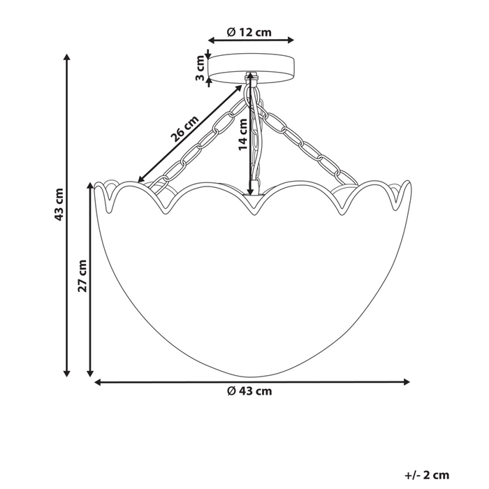 Lampada a sospensione in rattan naturale con bordo a smerlo e montaggio ad incasso in stile vintage
