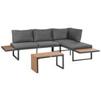 Set da esterno divano modulare cuscini tavolo da caffè grigio scuro e marrone chiaro moderno set di conversazione