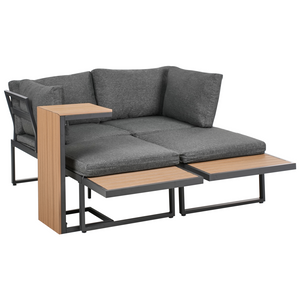 Set da esterno divano modulare cuscini tavolo da caffè grigio scuro e marrone chiaro moderno set di conversazione