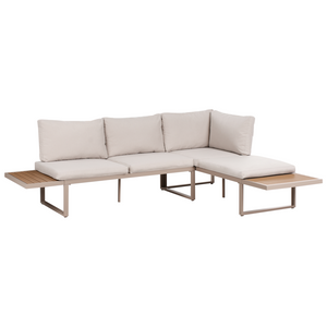 Set da esterno divano modulare cuscini tavolo da caffè beige e marrone chiaro set di conversazione