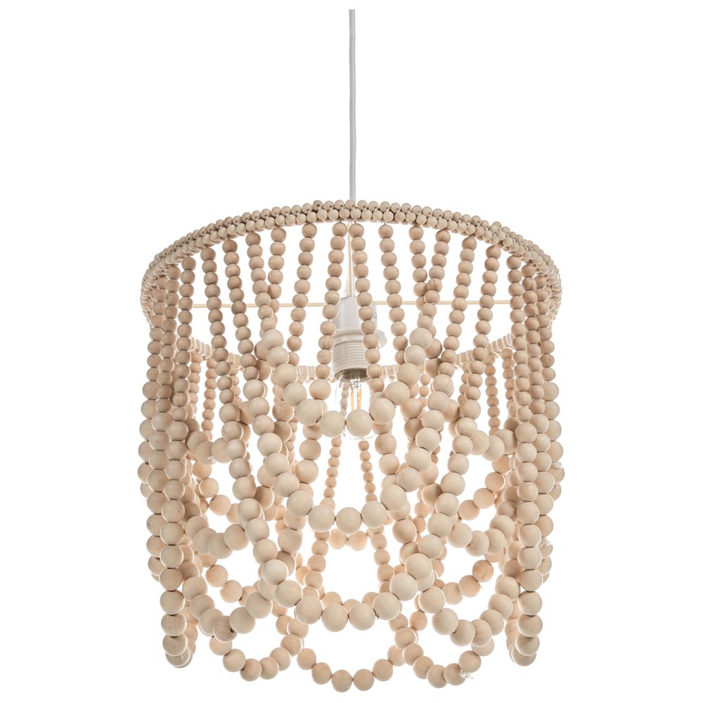 Lampadario perline di legno di gomma marrone stile Boho