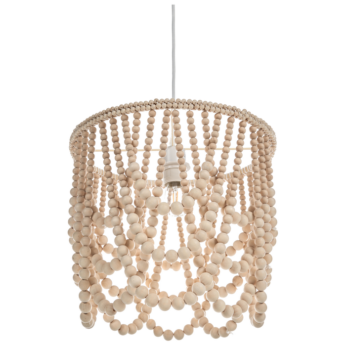 Lampadario perline di legno di gomma marrone stile Boho