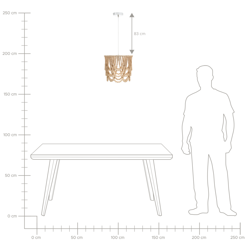 Lampadario perline di legno di gomma marrone stile Boho