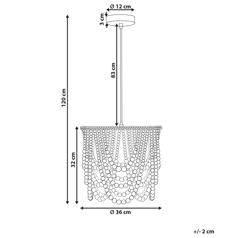 Lampadario perline di legno di gomma marrone stile Boho