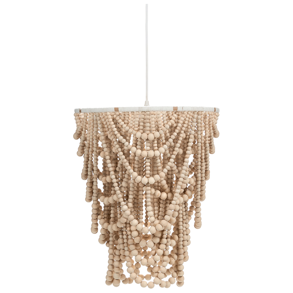 Lampadario perline di legno di gomma marrone stile Boho