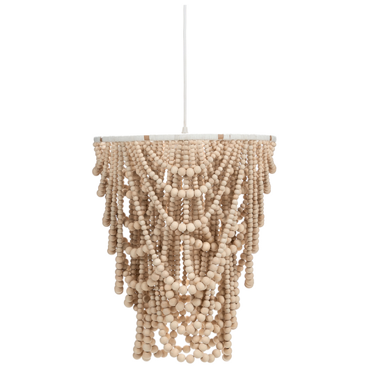 Lampadario perline di legno di gomma marrone stile Boho