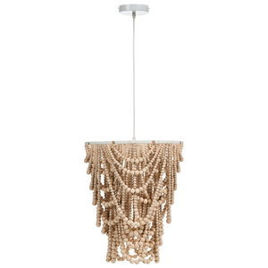 Lampadario perline di legno di gomma marrone stile Boho