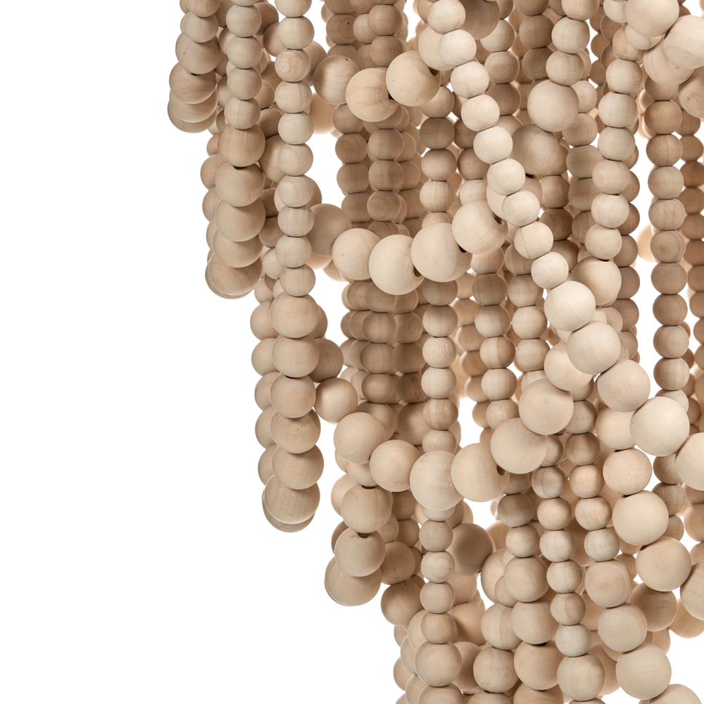 Lampadario perline di legno di gomma marrone stile Boho