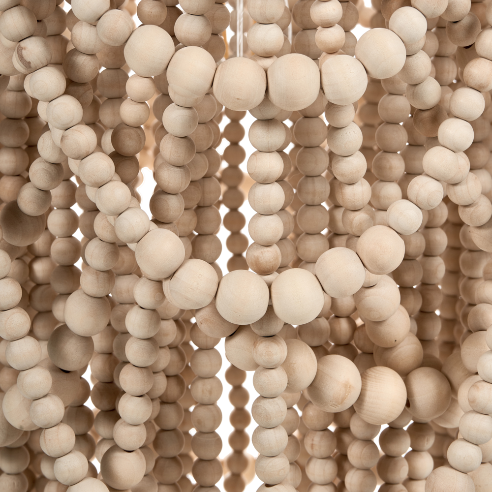 Lampadario perline di legno di gomma marrone stile Boho