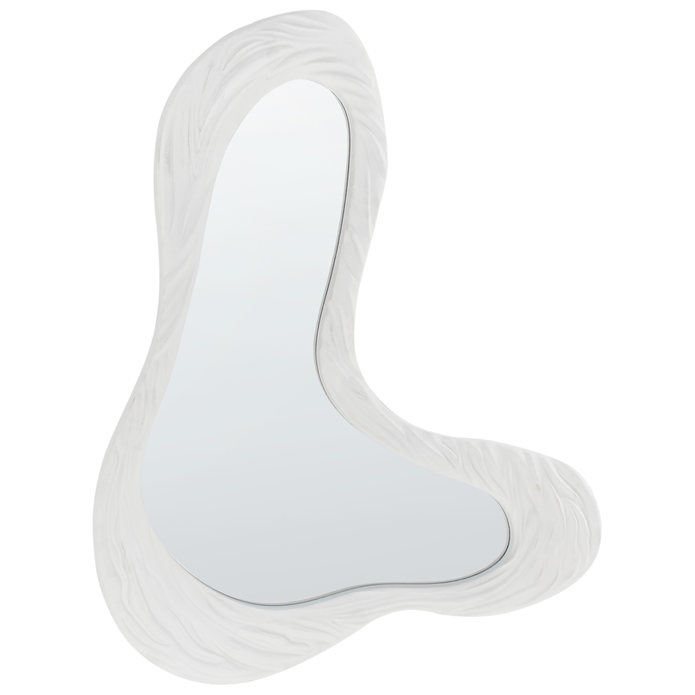 Specchio da parete MDF bianco 83 x 61 cm Decorativo appeso stile retrò asimmetrico