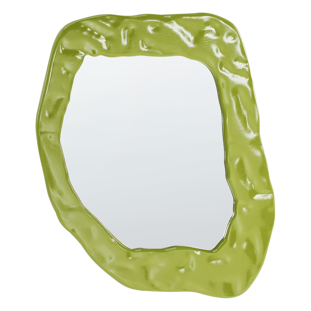 Specchio da parete verde MDF 74 x 57 cm Decorativo appeso stile retrò asimmetrico
