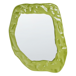 Specchio da parete verde MDF 74 x 57 cm Decorativo appeso stile retrò asimmetrico
