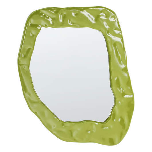 Specchio da parete verde MDF 74 x 57 cm Decorativo appeso stile retrò asimmetrico