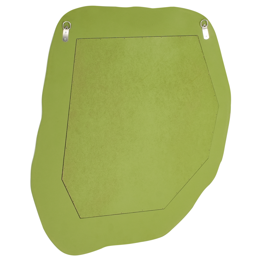 Specchio da parete verde MDF 74 x 57 cm Decorativo appeso stile retrò asimmetrico
