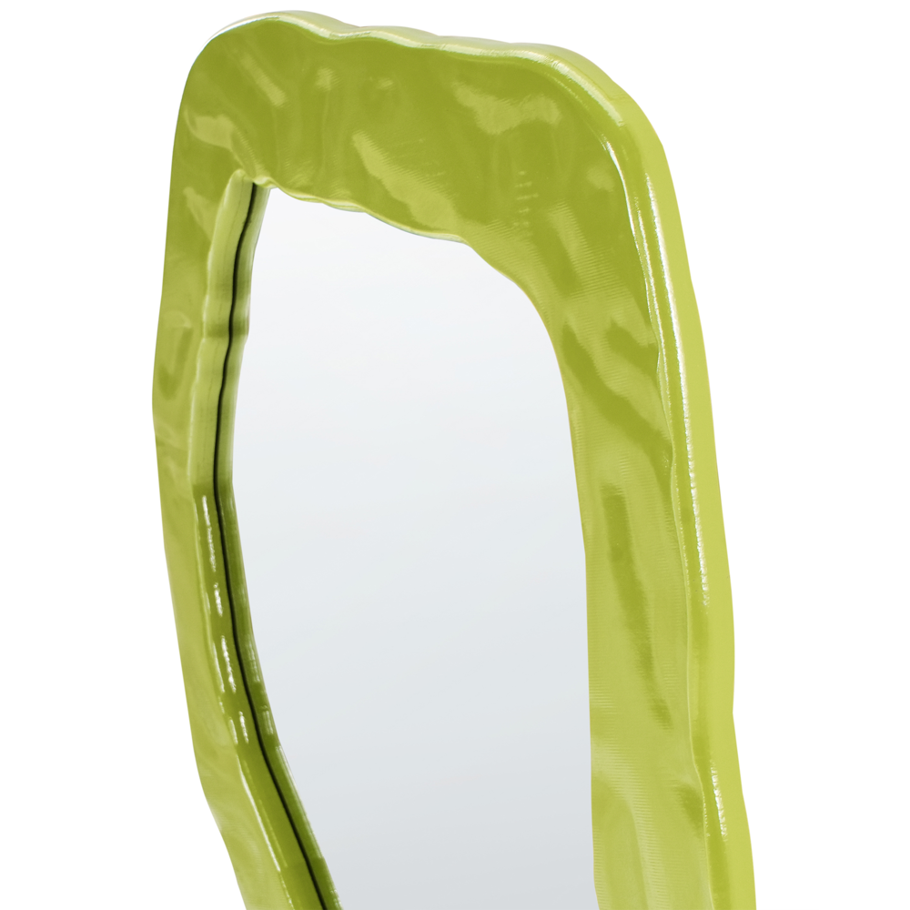 Specchio da parete verde MDF 74 x 57 cm Decorativo appeso stile retrò asimmetrico