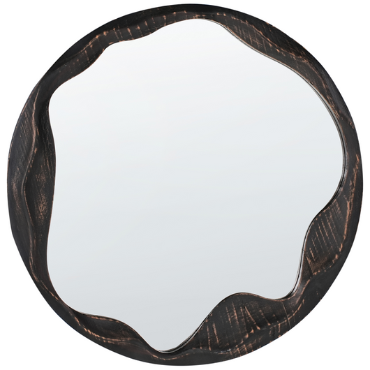 Specchio da parete in legno di pino marrone scuro ⌀ 60 cm Decorativo rotondo stile retrò Accessori per la casa