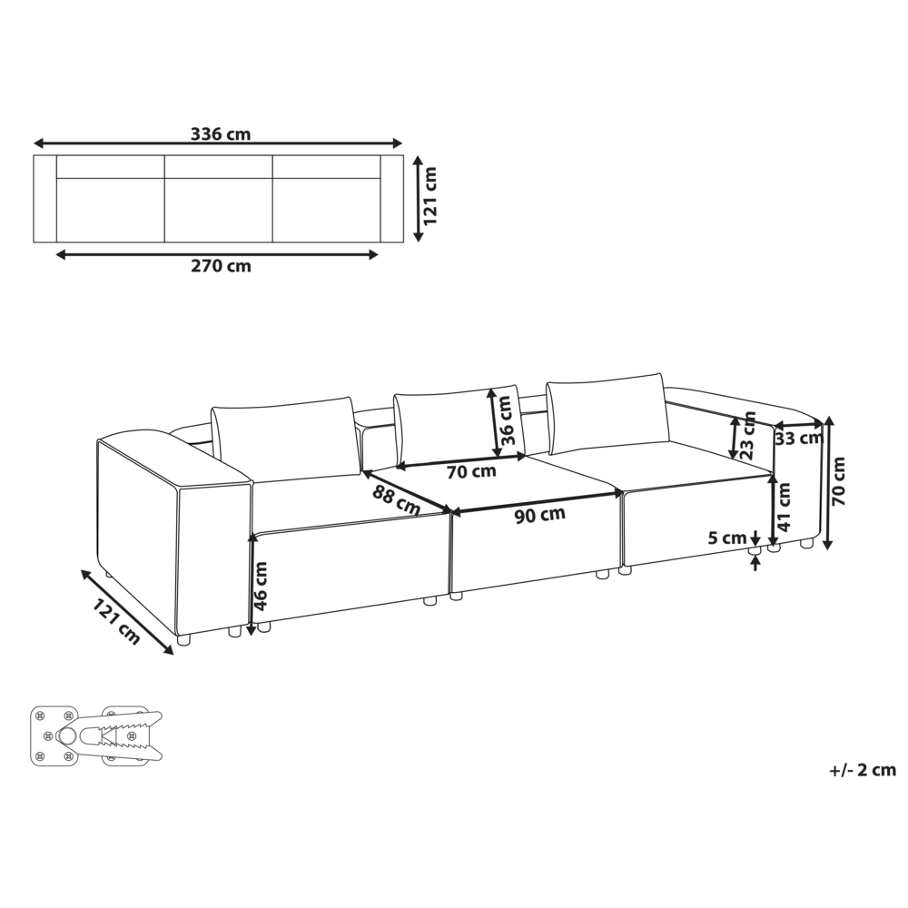 Divano stile moderno a 3 posti imbottito in tessuto Grigio Soggiorno