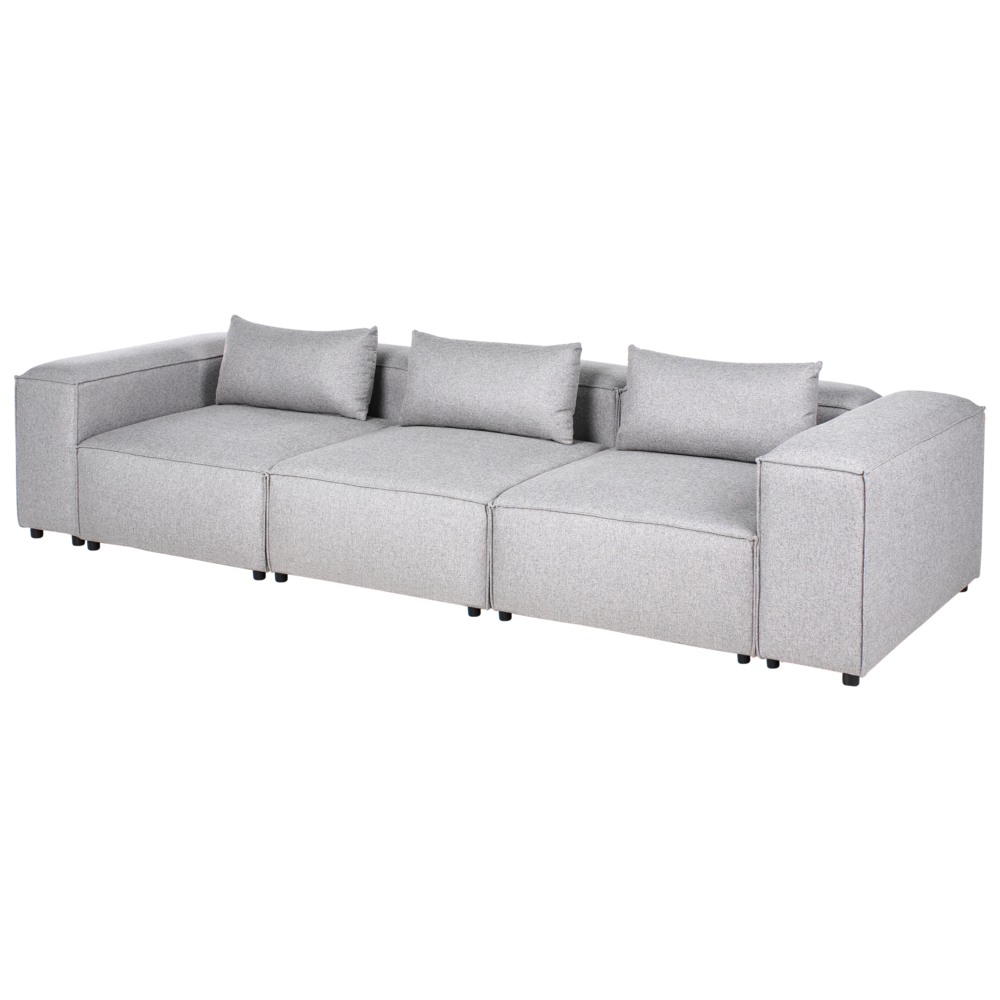 Divano stile moderno a 3 posti imbottito in tessuto Grigio Soggiorno