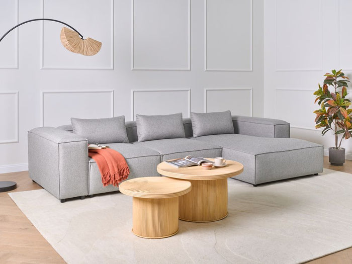 Divano stile moderno a sinistra a 4 posti in tessuto modulare grigio