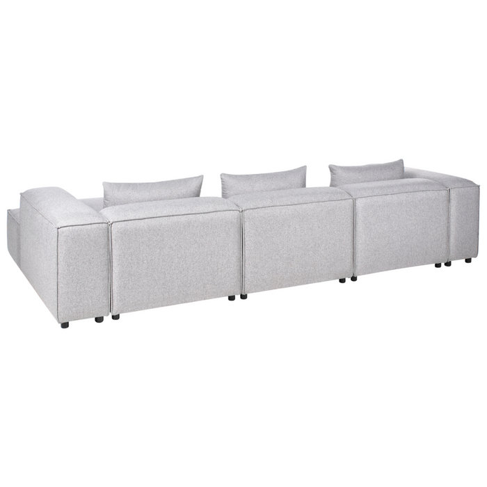 Divano stile moderno a sinistra a 4 posti in tessuto modulare grigio