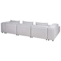 Divano stile moderno a destra a 4 posti in tessuto modulare grigio