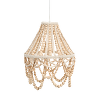 Lampadario in legno di caucciù marrone tessuto perline stile Boho