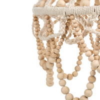 Lampadario in legno di caucciù marrone tessuto perline stile Boho