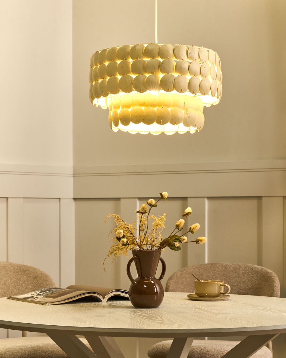 Lampadario Luce Beige Coco Shells Lampada a sospensione Stile Boho