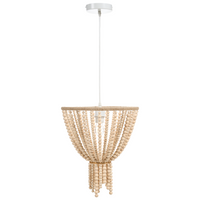 Lampadario perline di legno di gomma marrone stile Boho