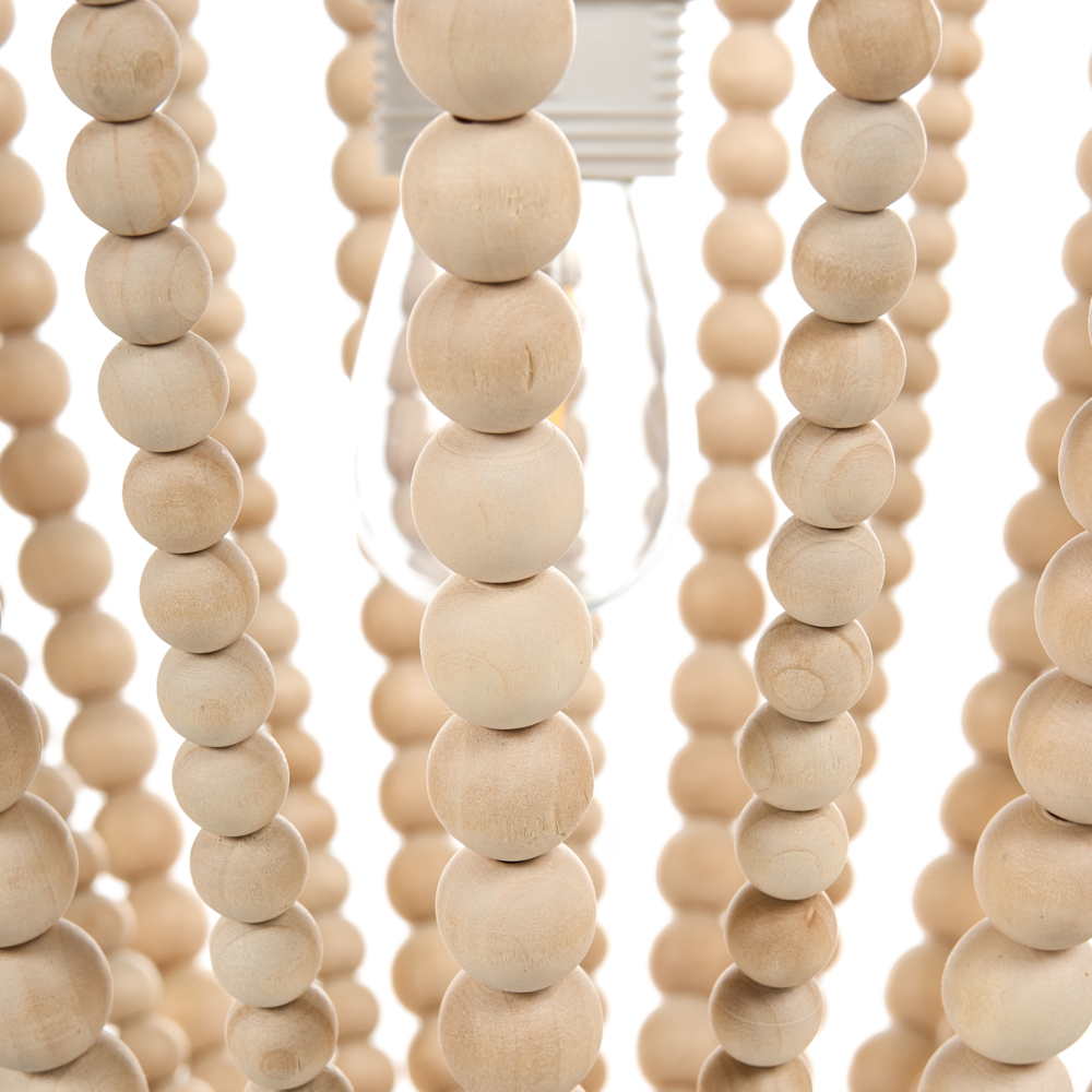 Lampadario perline di legno di gomma marrone stile Boho