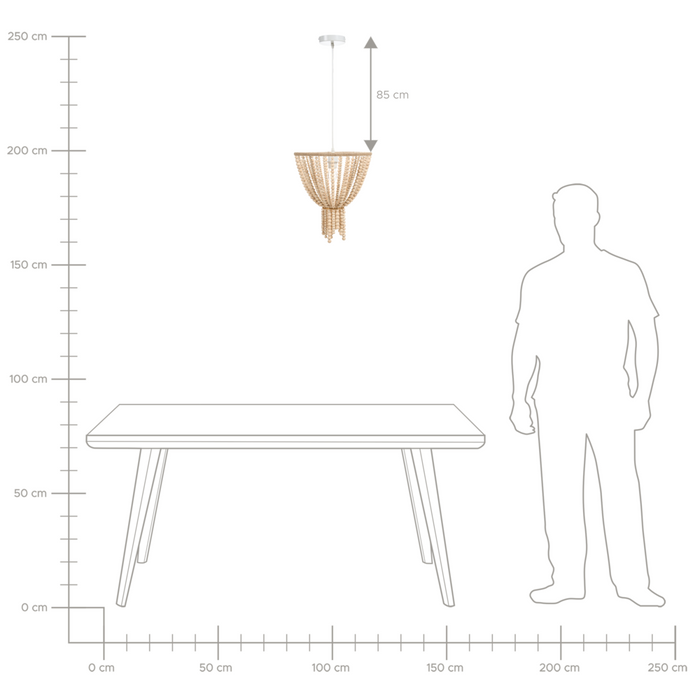 Lampadario perline di legno di gomma marrone stile Boho