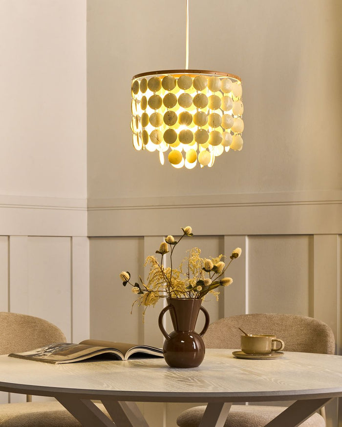 Lampadario Luce Beige Guscio di cocco Lampada a sospensione Stile Boho