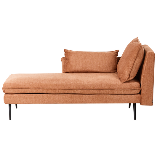 Chaise longue destra con cuscini decorativi in tessuto arancione Daybed Stile minimalista