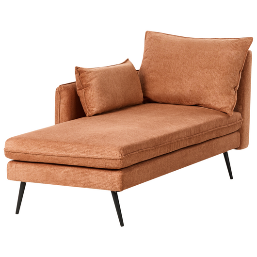 Chaise longue destra con cuscini decorativi in tessuto arancione Daybed Stile minimalista