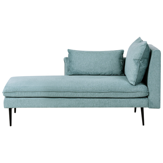 Chaise longue destra con cuscini decorativi in tessuto azzurro Daybed Stile minimalista
