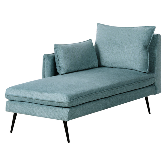 Chaise longue destra con cuscini decorativi in tessuto azzurro Daybed Stile minimalista