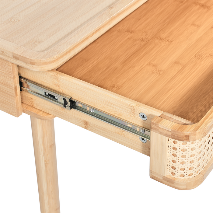 Toeletta in legno di bamboo con sgabello e specchio camera da letto soggiorno stile boho
