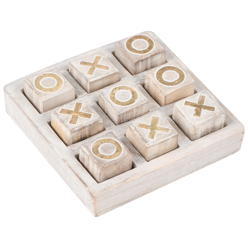 Tavola da gioco Tic-Tac-Toe decorativa in legno di mango Beige accessori sala da pranzo