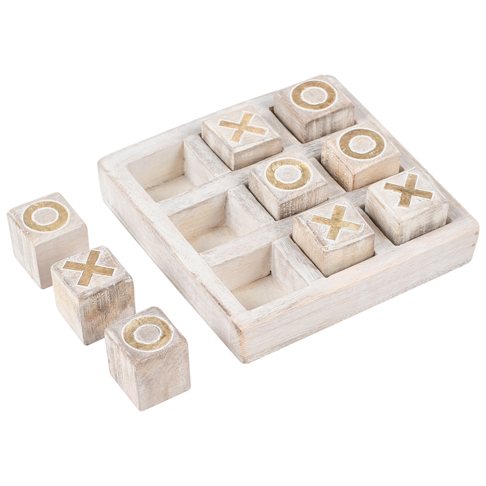 Tavola da gioco Tic-Tac-Toe decorativa in legno di mango Beige accessori sala da pranzo