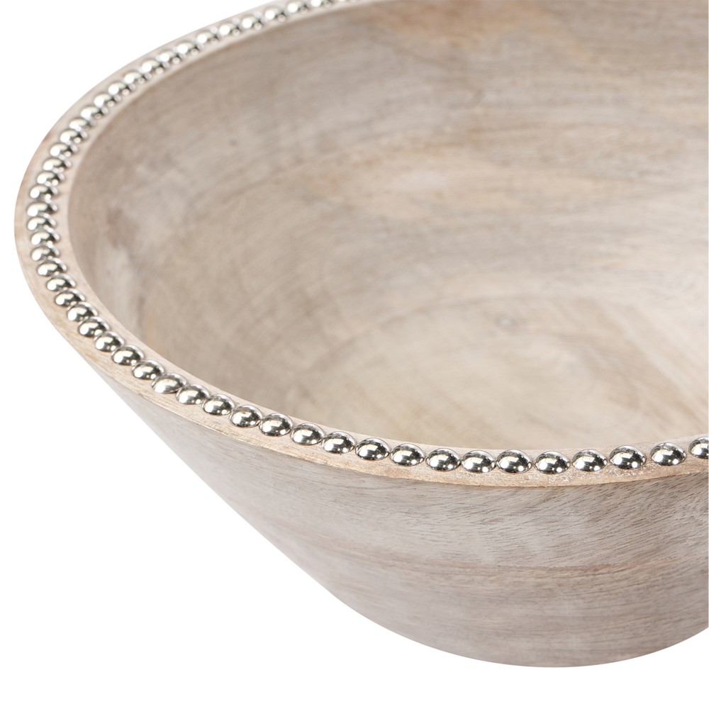 Set di 2 ciotole per frutta in legno di mango e ferro fatte a mano marrone chiaro accessori cucina