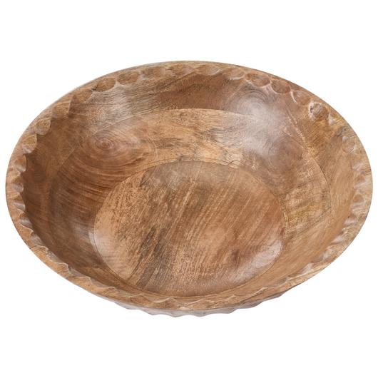 Set di 2 ciotole per frutta in legno di mango fatte a mano in stile moderno marrone chiaro