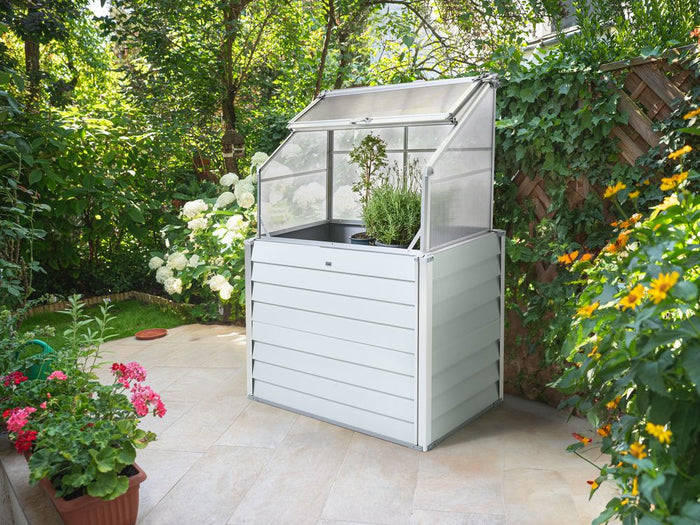 Serra in alluminio per balconi letto da giardino rialzato pannelli protetti dai raggi UV bianco sporco