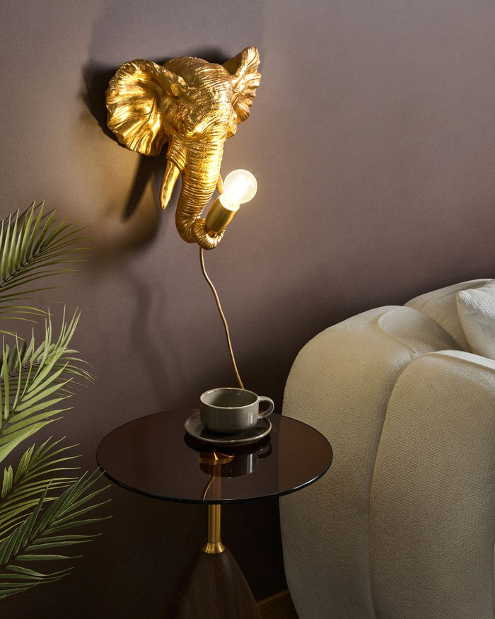 Lampada da parete a tema a forma di elefante oro design elegante