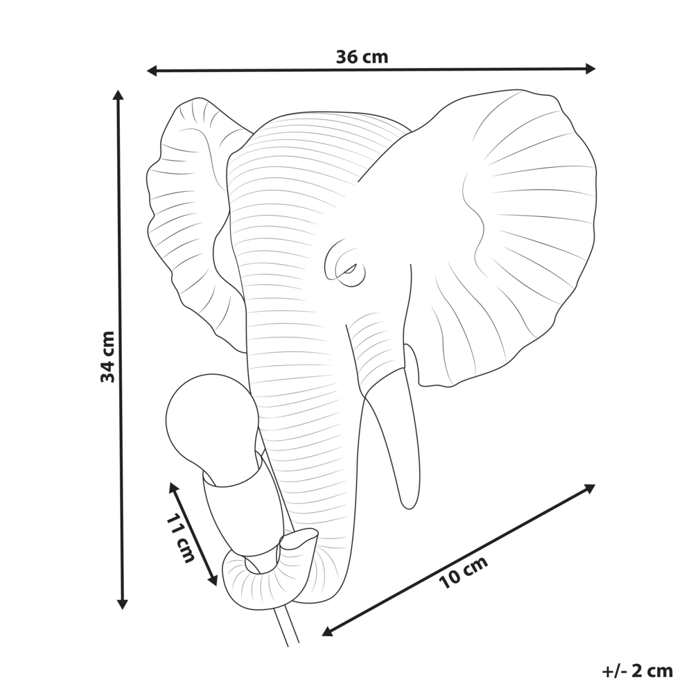 Lampada da parete a tema a forma di elefante oro design elegante