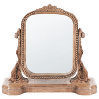 Specchio per il trucco Tavolo da toeletta in legno di mango marrone Specchio d'ingrandimento decorativo